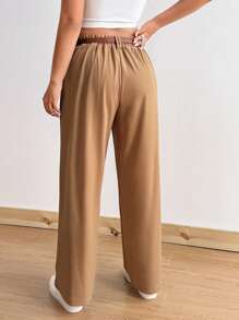 Calvaya Quần dài màu trơn thanh lịch đa năng cỡ lớn - Màu Khaki - Xem 2