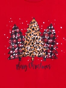 Manfinity Men's Casual Slogan & Christmas Tree Print Oversized Crew Neck Sweatshirt, Fall/Winter - Red - View 3