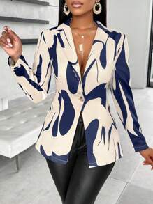 SOLERSUN Blazer à simple boutonnage avec ceinture à imprimé tout-sur-tout