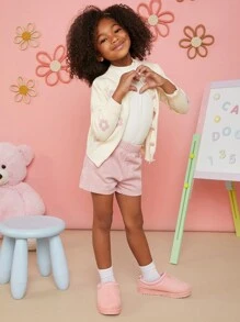 Mini mi Bestseller Kid's Pink Slipper Clogs With Braided Collar- Super Comfy,Sweet,Versatile,Cozy,Perfect For All-Day Lounging - Pink - View 5