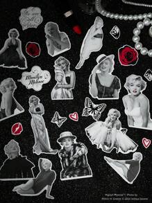Marilyn Monroe X SHEIN 55pcs Package Of Figure & Butterfly Pattern Stickers