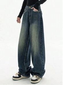 Women's Dark Color Pocket Design Jeans - Women's Spring Clothing - Dark Wash - View 5