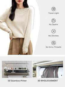 Pull col rond pour femmes, manches longues, tricoté, doux et chaud, pull-over pour l'automne et l'hiver
