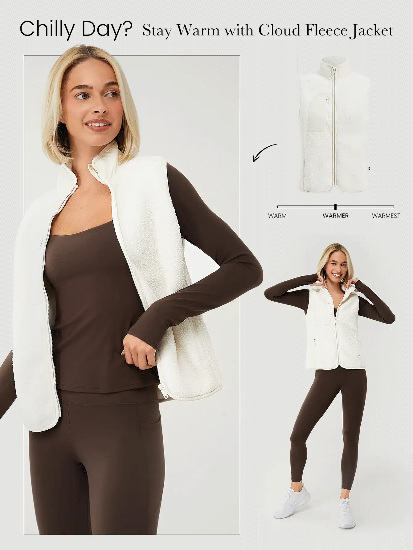 Gilet comodo e spesso in pile polare, morbido e caldo, con vestibilità rilassata, collo elastico e aperture per le braccia, con taschino anteriore, per uso quotidiano e casual in inverno