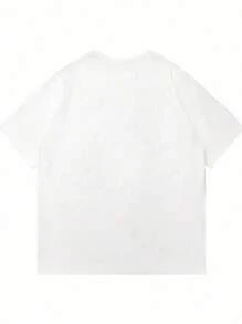 Manfinity Dauomo Camiseta casual de manga corta de cuello redondo con estampado de dibujos animados para hombre, verano