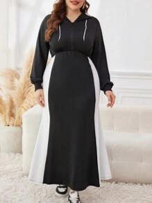 Mulvari بلوزة رياضية مقاس كبير مع سحاب وأكمام طويلة، بتصميم ألوان متباينة، ملابس خريفية - متعدد الألوان - مشاهدة 4