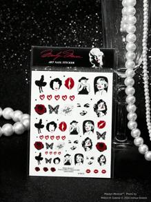 Marilyn Monroe X SHEIN Figure Graphic Nail Art Decal Sticker Set - Multicolor - View 1