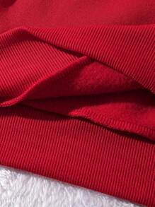 Calvaya Plus Size Women's Merry Christmas Cute Cat Printed Sweatshirt, Fall Clothes For New Year Clothes Pullover - Red - View 4