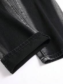 Chillumni Men's Casual Distressed Denim Jeans - Black - View 8