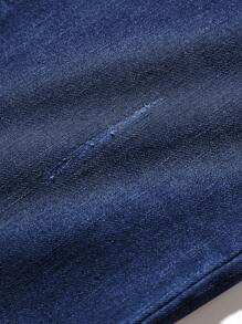 SHEIN Teen Boy Casual Fashion Blue Comfort Stretch Jeans For Dailywear And Back To School Boys Cool/Boys Thanksgiving Costume Dailywear And Fall/Winter Teen Boy - Dark Wash - View 13