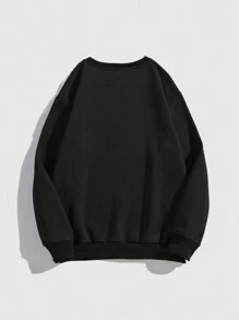 ROMWE Áo nỉ chui đầu in họa tiết nơ xương Giáng sinh đen tối - màu đen - Xem 2