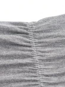 Ocili Leisure Solid Ruched Bandeau Bra Top - Light Grey - View 7