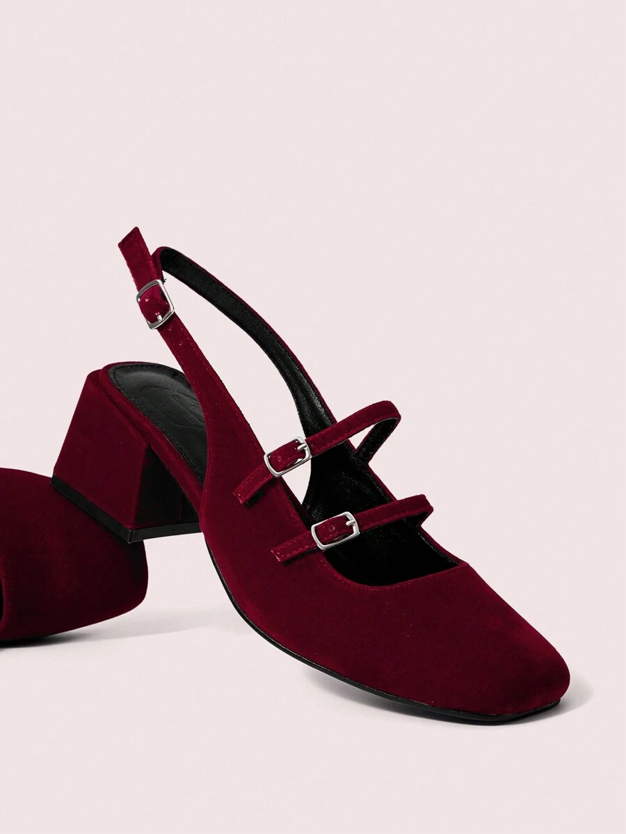 CUCCOO DOLLMOD Red Mirror Surface Mary Jane High Heels For Women Spring Shoes Spring Break Easter For Christmas - Burgundy - View 1