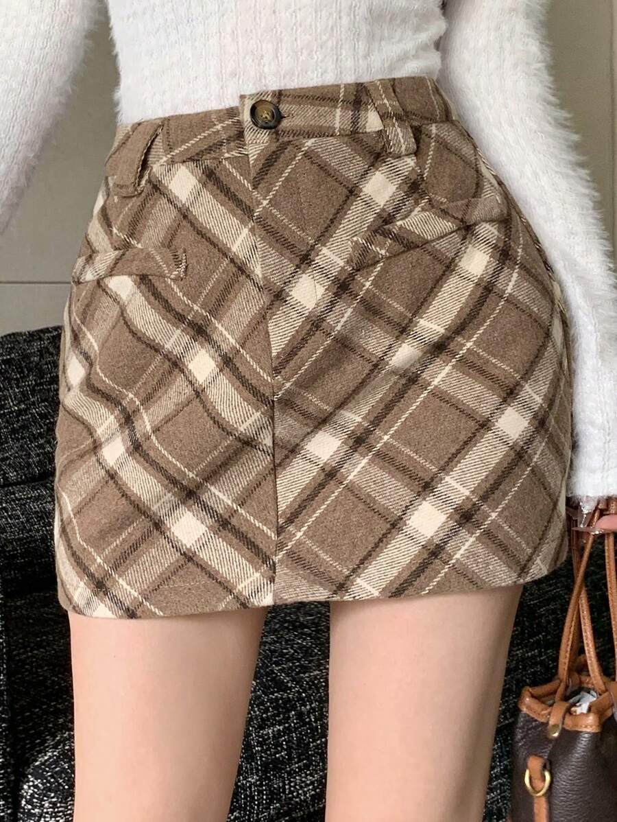 DAZY 女士优雅格子迷你裙