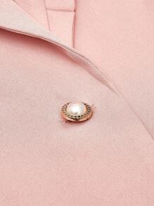 Franclia 2pcs Stylish Casual X-Collar, Pleated, Lapel Design, Mid-Sleeve Blazer Set For Autumn/Winter - Pink - View 3