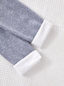 SHEIN Sparklyn Tween Girl Grey Letter Print Casual Comfortable Long Leggings - Grey - View 3