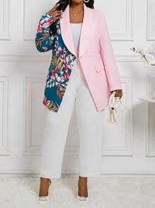 SHEIN Lady Autumn And Winter Elegant Colorful Knitted Shawl Collar  Long Sleeve Plus Size Coats - Multicolor - View 5