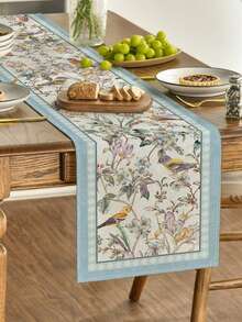 1 件 13x72 英寸蓝色小鸟与花朵桌旗 - 充满活力的春季花卉装饰，适合厨房餐厅、家庭聚会和餐厅 - 优质家居用品 - 彩色 - 查看 3