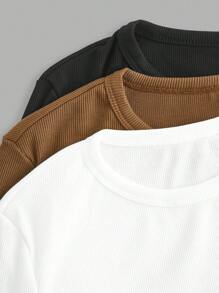 SHEIN EZwear 3-częściowy damski zestaw koszul z długim rękawem Basic Y2K Fitted