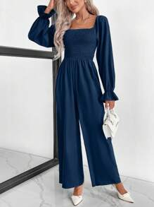 SHEIN Clasi 1pc Casual Solid Color Jumpsuit For Autumn - Royal Blue - View 6