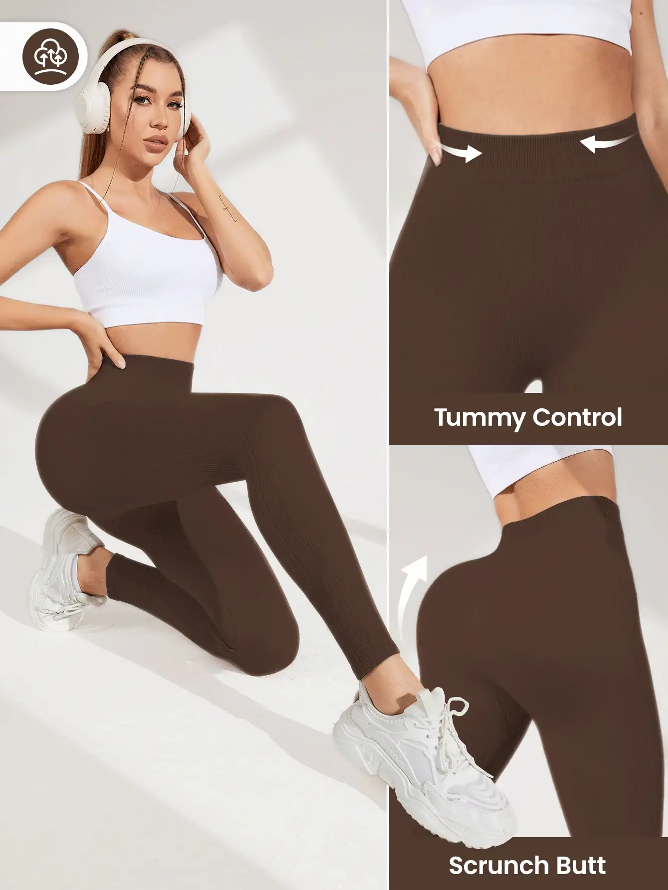 Easithlete 女士纯色高腰日常健身无缝紧身裤瑜伽裤