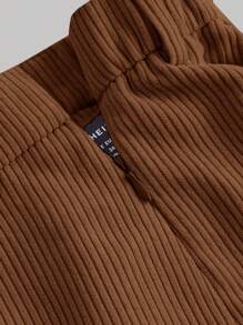 SHEIN MOD 驼色前扣背心和裤子，复古西装套装 - 駝色 - 查看 7