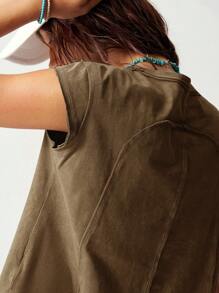 Bohemela 女士度假圆领短袖百搭 T 恤 - 棕色 - 查看 7