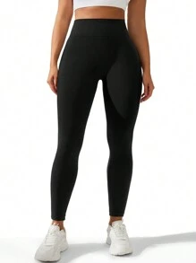 Gameset SHEIN Sport 2 piezas Leggings deportivos elásticos sin costuras de cintura alta de unicolor para mujer