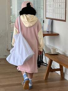 DAZY Tween Girl Hooded Straight Letter Print Knitted Dress,Back To School Clothes