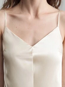 Ontre Apricot Silk High-End Long Strap Party Dress - Apricot - View 5