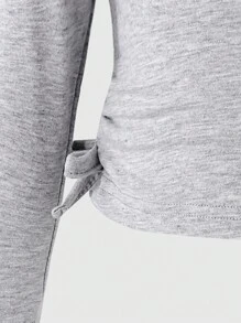 SHEIN 2 件套女婴街头装简约休闲柔软针织圆领长袖上衣和荷叶边腰阔腿裤套装，适合外出、休闲和运动 - 淺灰色 - 查看 8