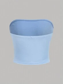 SHEIN Girlism Teen Girls Buy 1 Get 5 Free 6pcs/Set Casual Tube Top Outfits - Baby Blue - View 8