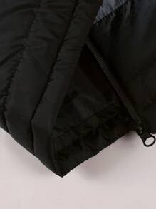 Manfinity Homme Men's Mountain Print Stand Collar Zip-Up Long Sleeve Padded Coat, Winter - Black - View 4