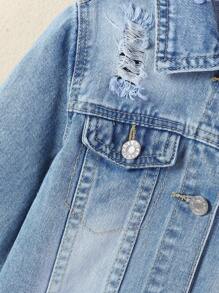 Baby Girl Loose Fit Casual Denim Jacket - Light Wash - View 4