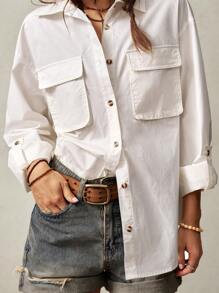 Bohemela 女士休闲纯色宽松翻领落肩长袖夹克