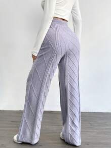 SHEIN LUNE Winter  Pants,Drawstring Waist Sweater Pants,Loose Casual Sweater Pants