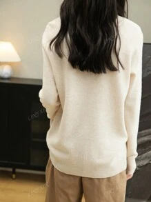 Pull col rond pour femmes, manches longues, tricoté, doux et chaud, pull-over pour l'automne et l'hiver