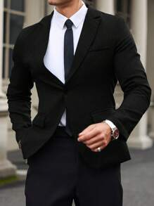 Manfinity Hypemode Blazer informal de color liso, otoñal