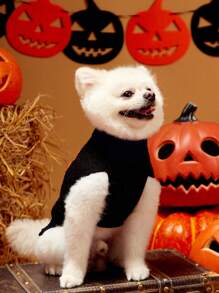 PETSIN 1pc Pet Halloween Evil Face Print Warm Comfortable Dog Sweater