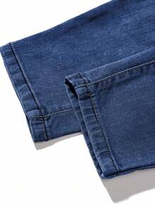 SHEIN Teen Boy Casual Fashion Blue Comfort Stretch Jeans For Dailywear And Back To School Boys Cool/Boys Thanksgiving Costume Dailywear And Fall/Winter Teen Boy - Dark Wash - View 18