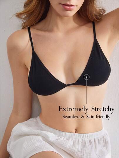 Ocili Leisure Extremely Stretchy Seamless & Skin-Friendly No Padding Comfortable Solid Bra Black