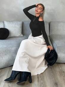 Chiquease Contrast Color Bowknot Open Shoulder Ruched Fitted Long Sleeve A-Line Dress For Women Fall Cloth For Women