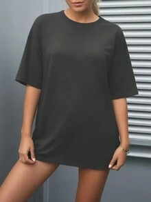 INAWLY 迪斯科球星印花复古圆领短袖休闲宽松上衣 - 灰色 - 查看 4