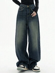 Women's Dark Color Pocket Design Jeans - Women's Spring Clothing - Dark Wash - View 3