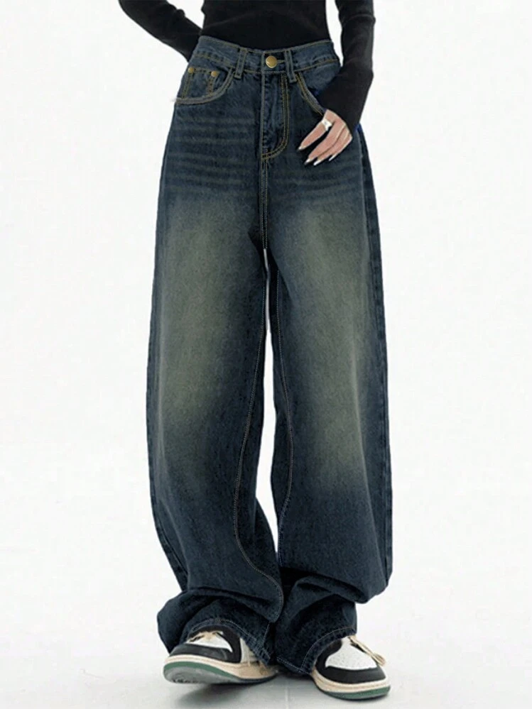 Women's Dark Color Pocket Design Jeans - Women's Spring Clothing Casual - Dark Wash - View 3
