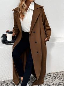 Chiquease Abrigo De Gabardina Para Mujer - Café integral - Ver 1