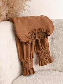 CosyJoli 大码女式休闲纯色衬衫，秋冬 - 棕色 - 查看 10