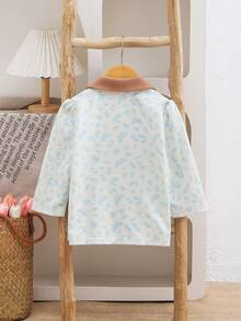 SHEIN Áo khoác dài trùm đầu bằng lông cừu dày ấm áp phong cách Anh thời trang cho bé gái sơ sinh, thích hợp cho các chuyến đi chơi, Giáng sinh/Năm mới - Xanh và trắng - Xem 2