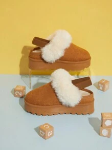 Mini mi 畅销儿童栗色后带厚底拖鞋 - 超级舒适，时尚复古风格，适合室内外穿着