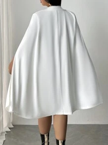 SHEIN Privé Plus Size Fashion Lapel Collar Long Cardigan Coat For Winter